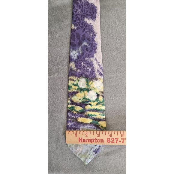 RM Style Waterlilies by Ralph Marlin 100% Silk Tie Made in USA - Picture 3 of 3